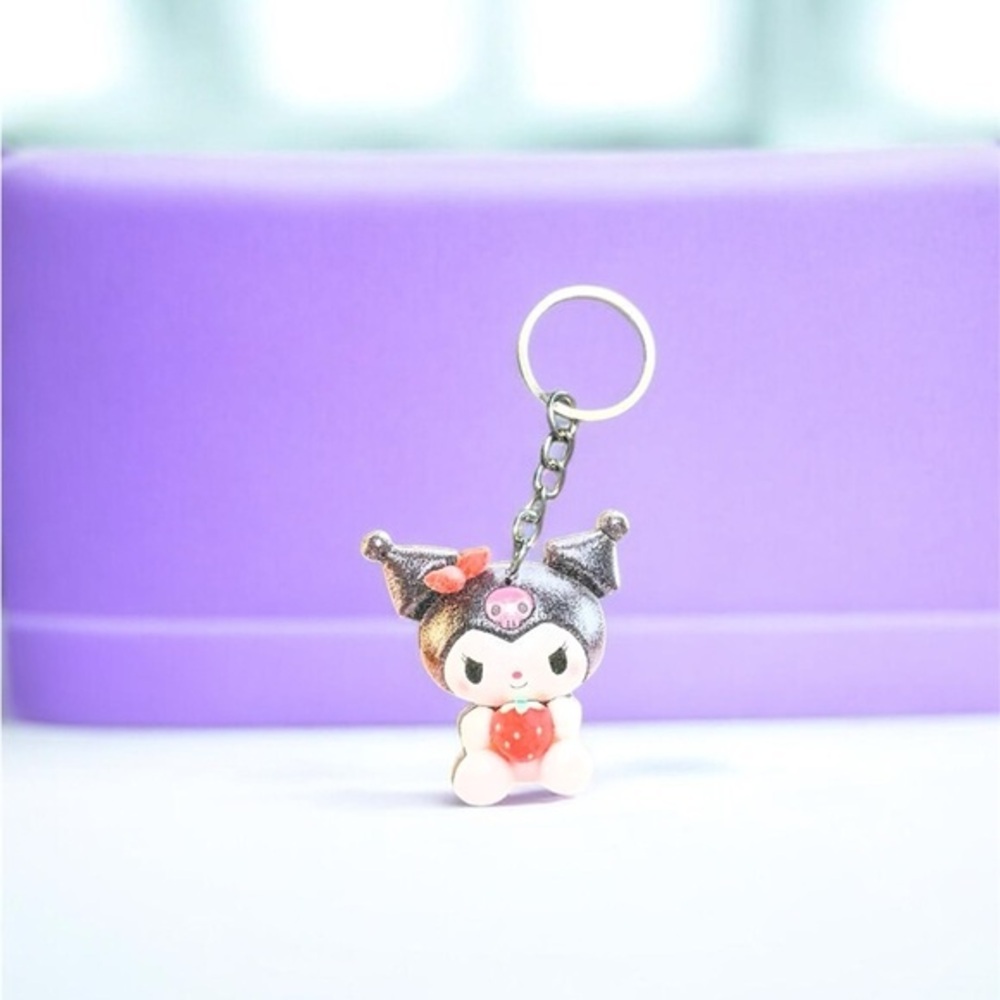 NEW Kuromi Black Red Acrylic Keychain 1.88ยจKawaii Anime Charm Kurami Accessory